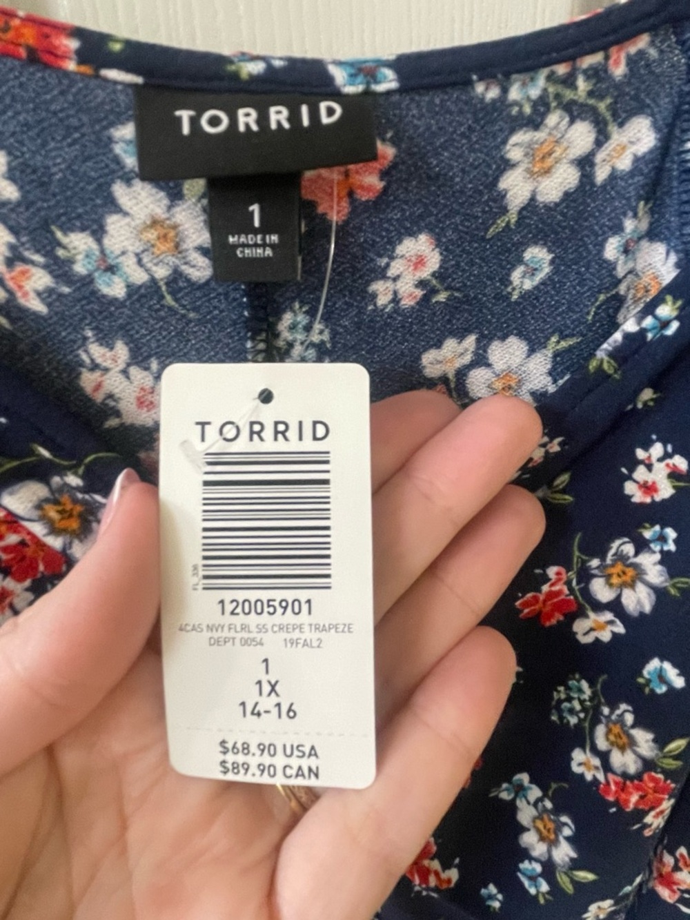 Torrid Navy Floral Mini Dress with Multicolor Blossoms - Picture 6 of 6